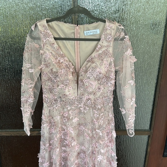 Mac Duggal Pink Embellished Long Sleeve Gown - Picture 9 of 15